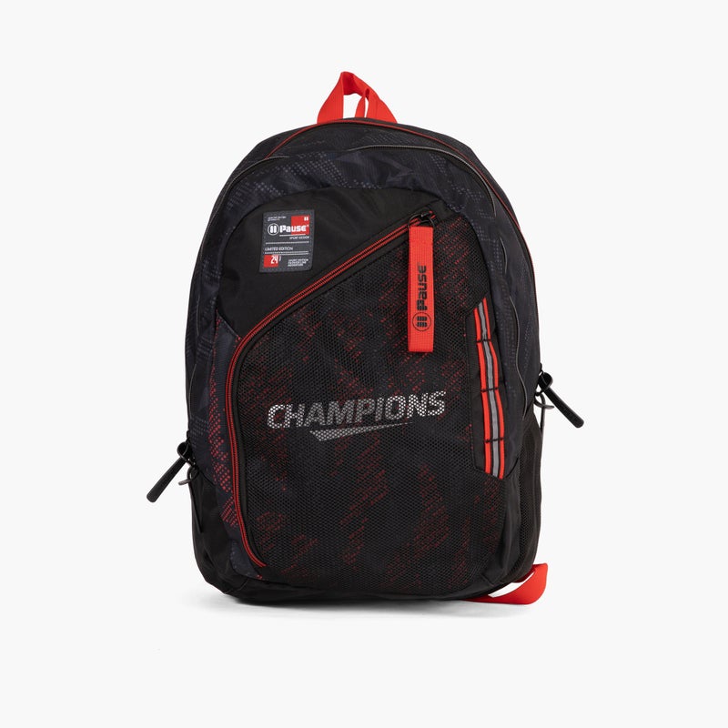 PAUSE Printed Black Backpack for Boys - Image 1